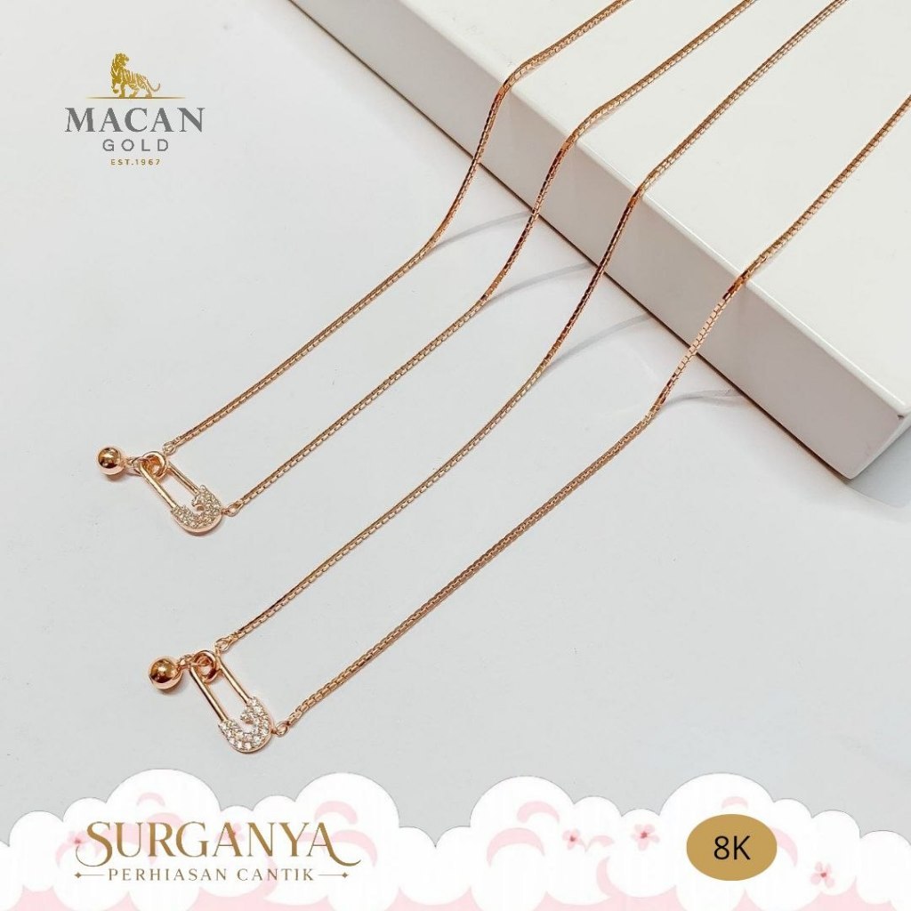 Kalung Emas Kadar 8K Model Cemiti Rantai Italy Santa Serut Macan Gold