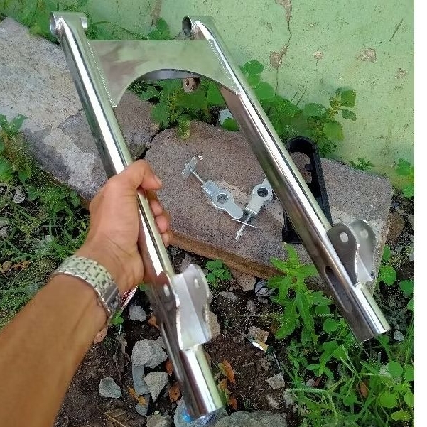 swing arm Grand Supra Revo model aitech bahan pipa besi tebal krom set stelan rantai+karet rantai