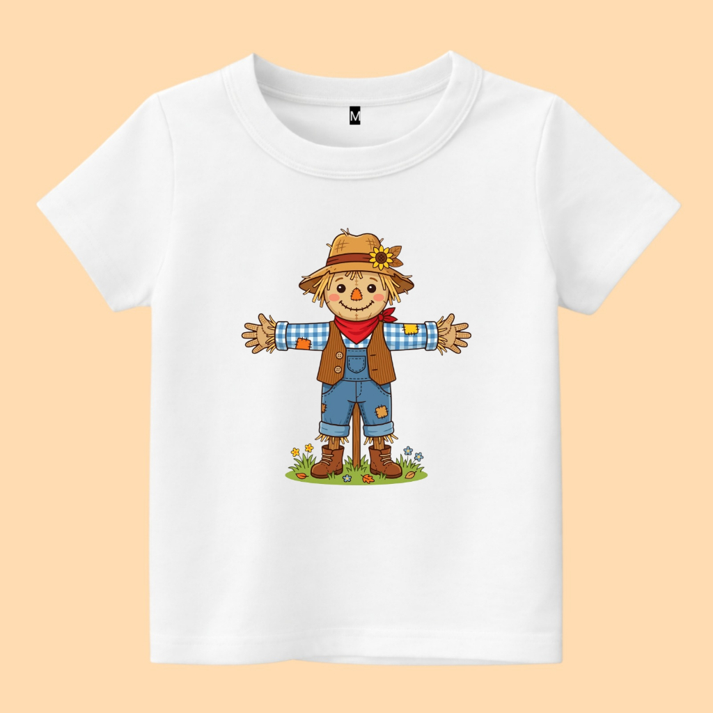 baju kaos anak gambar orang orangan sawah