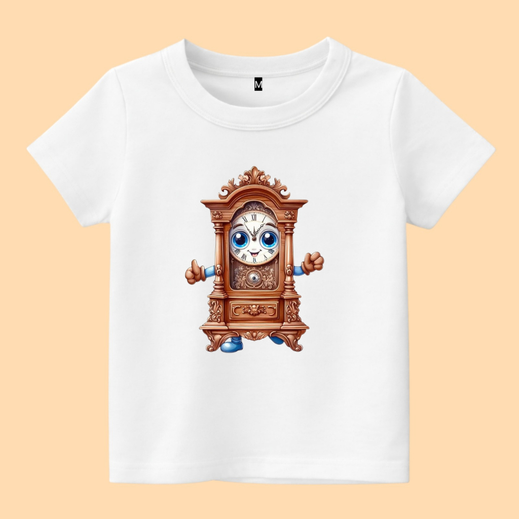baju kaos anak gambar jam jadul