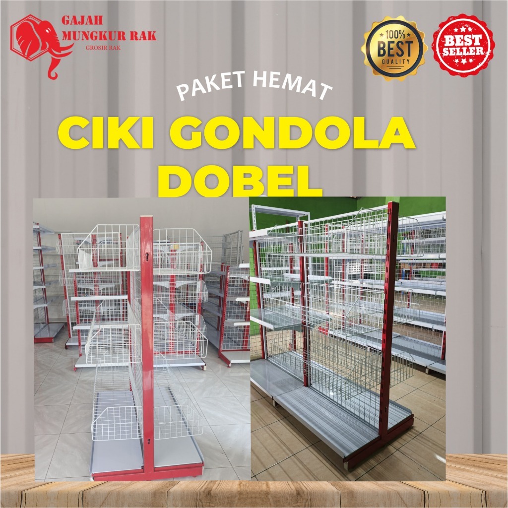 Rak Ciki Gondola Dobel Dengan Keranjang Snack Mie MOdel Gondola Minimarket Termurah & Terlengkap