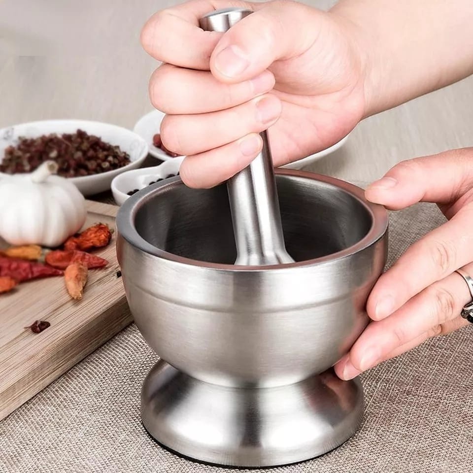 Cawan Stainless Alat Penumbuk Pengerus Penghalus Bawang Kacang Murah