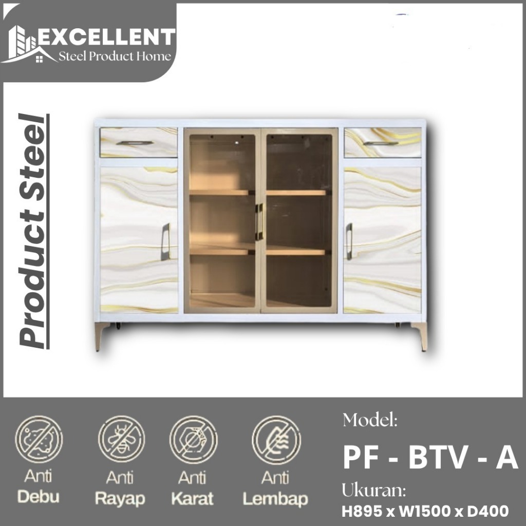 LEMARI BUFFET TV MINIMALIS KACA APIK  || BUFFET BESI TERBARU