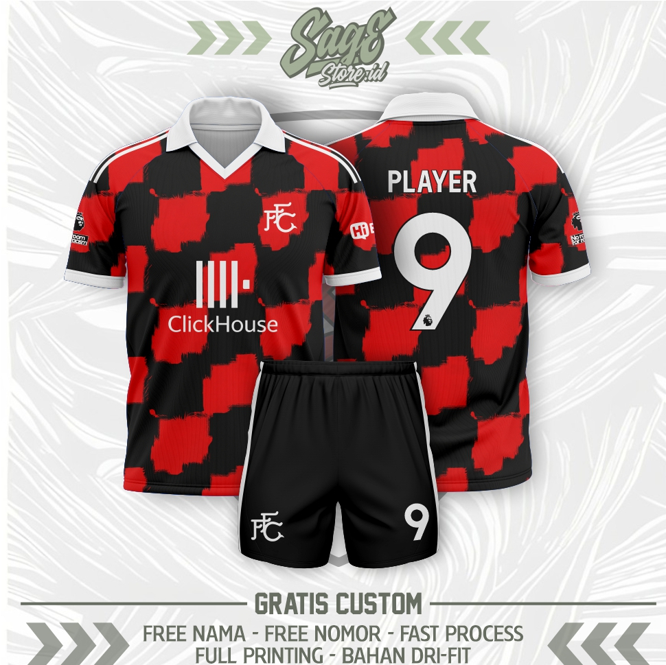 Jersey Custom FULHAM AWAY 26/27  Bahan Dry-Fit Milano Full Printing Free Custom Nickname dan Nomor