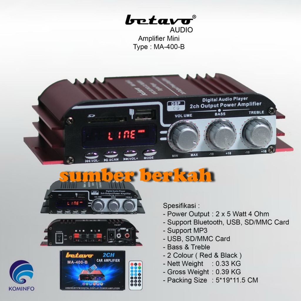 Mini Amplifier Betavo MA 400 B / Amplifier Mini Betavo MA400B / Ampli DC Betavo MA-400-B Amply Mobil