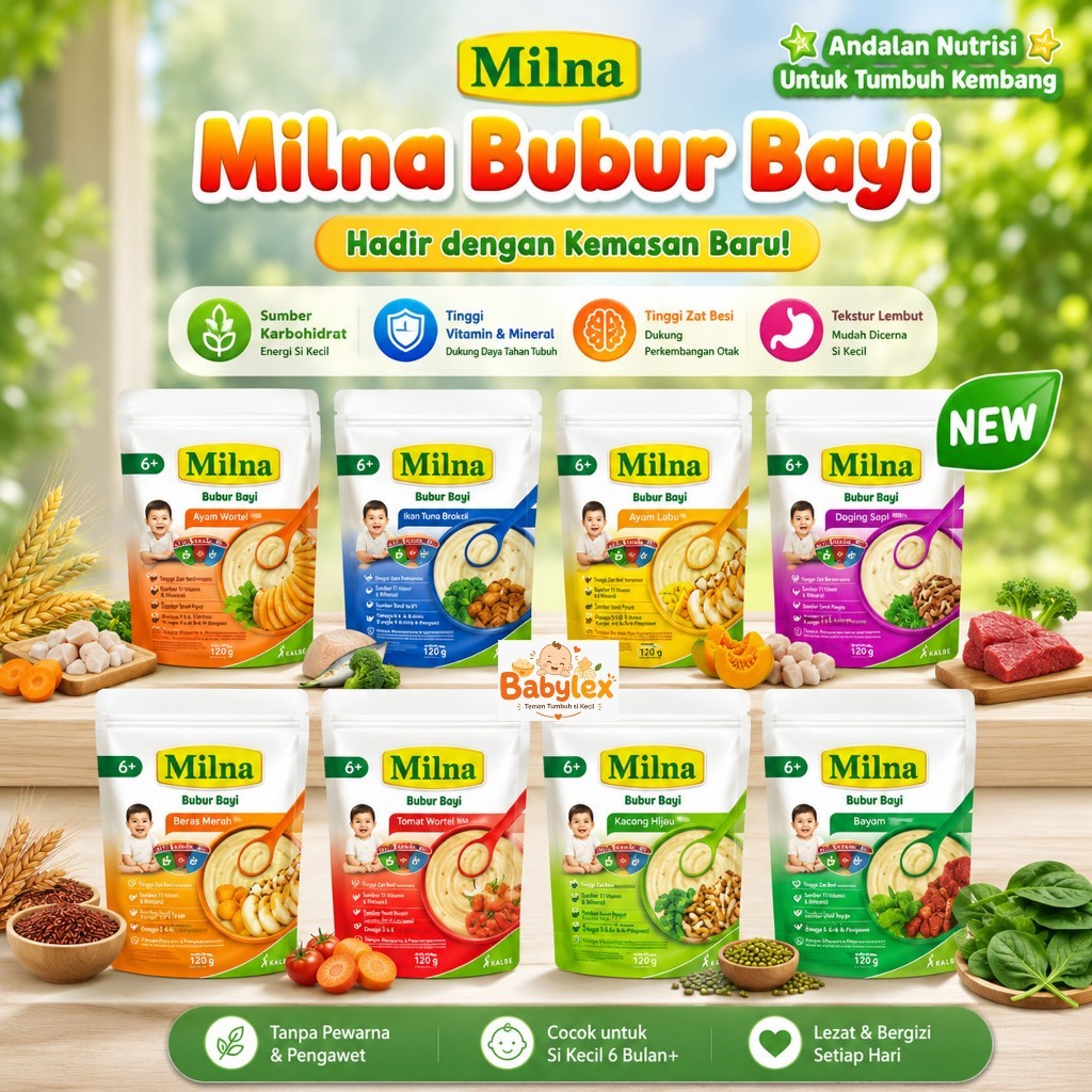 Milna Bubur Bayi 6+ & 8+ 120 gr / Bubur Bayi Milna / Milna Bubur Bayi
