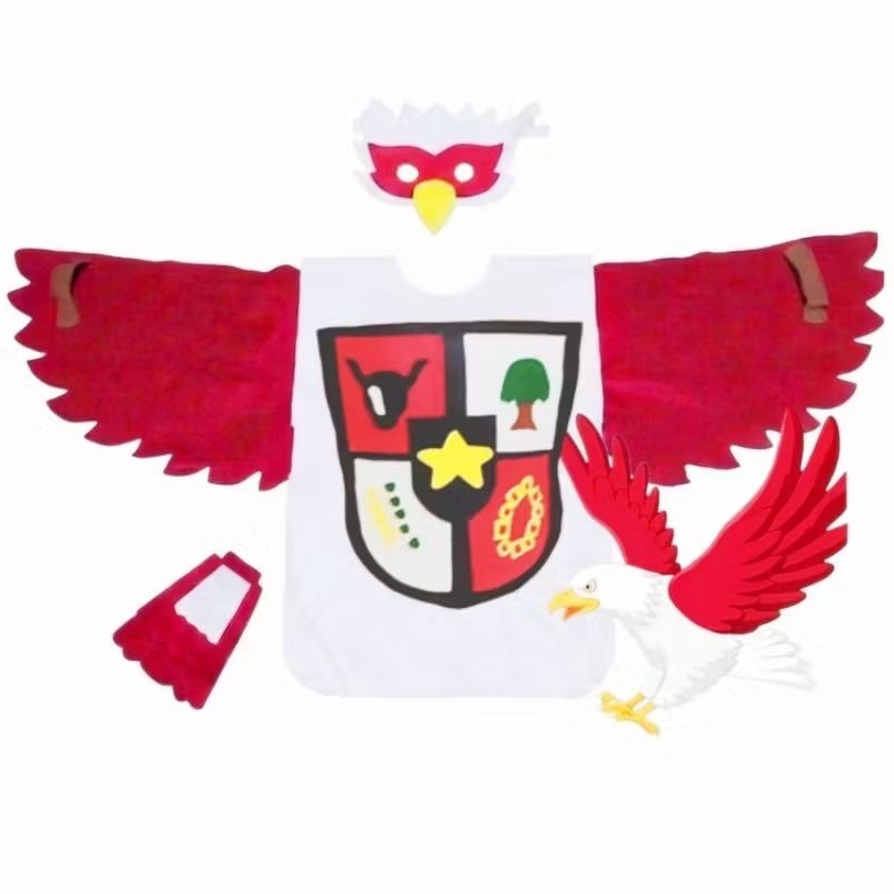 Costum kostum bahan Flanel burung Garuda sayap merah dan topeng Indonesia karnaval