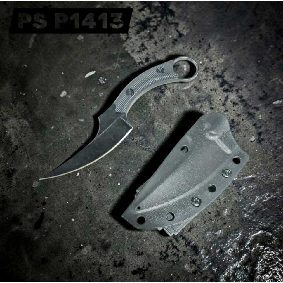 Pisau Karambit Tactical PS P1413 Fixed Blade Outdoor Camping Survival EDC Hunting dengan Sarung Kyde