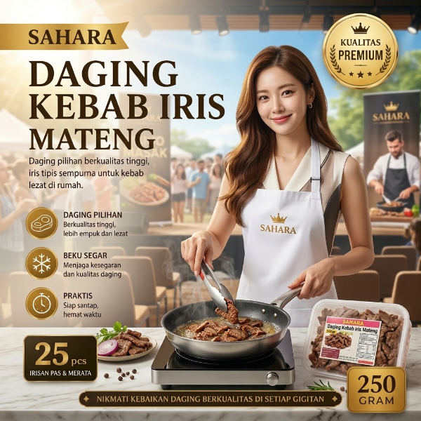 Daging Kebab Slice iris 250 gram - Daging Kebab Sahara Slice Iris