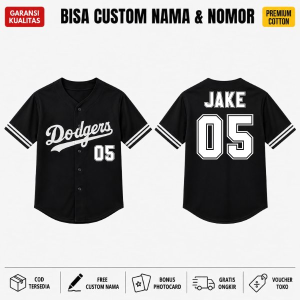 Jersey Baseball Custom Nama dan Nomor enhypen Baju Olahraga Bisbol Dodgers Premium Pria Wanita Lenga