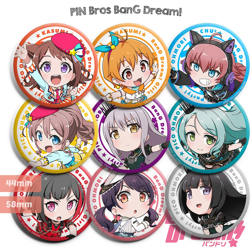 PIN BanG Dream Pin Bros Bandori - PIN Badge ANIME Bang Dream SET B - Bang Dream PIN Aksesoris