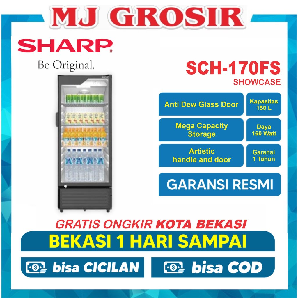 SHOWCASE SHARP SCH 170 PS 3 RAK DISPLAY COOLER KULKAS LOW WATT