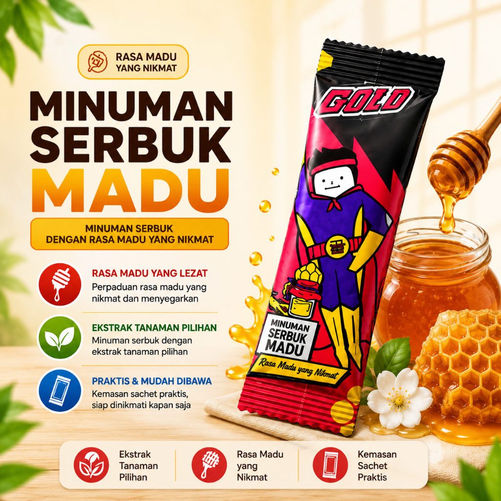 GOLO GINSENG Serbuk Rasa Madu | Minuman Instan | Original
