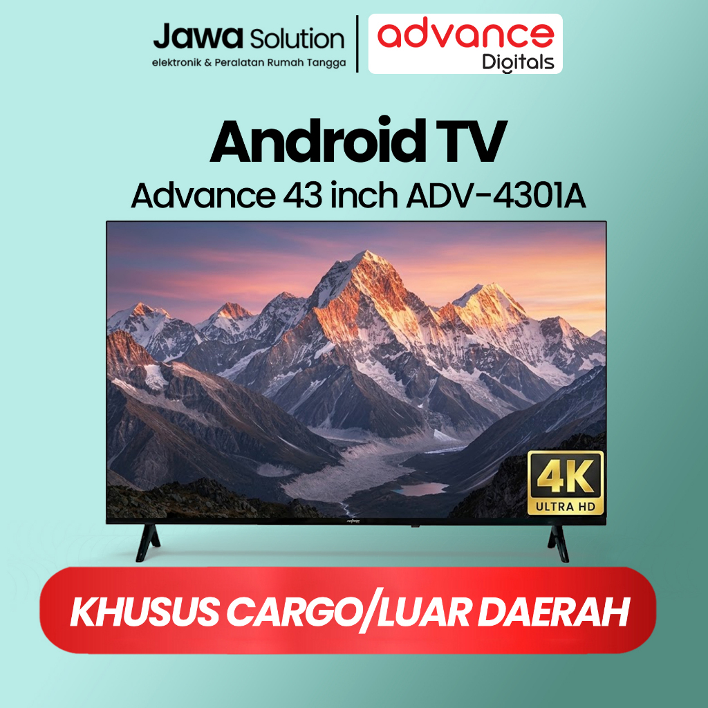 [KHUSUS INSTANT] Advance Smart TV 43 Inch ADV-4301A Pro Frameless Android 12 Digital DVB-T2 LG Panel