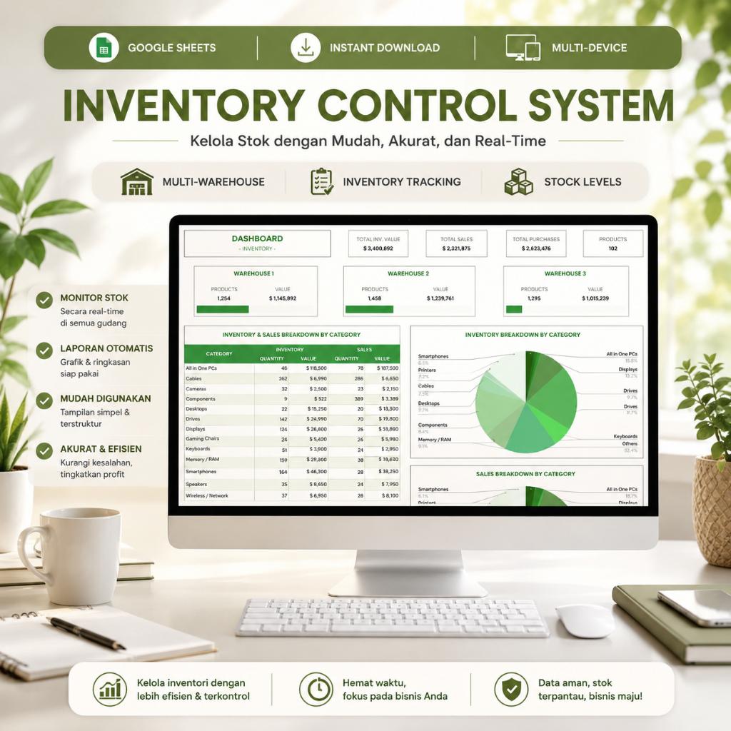 All-in-One Inventory Control System - Multi Warehouse - Comprehensive GoogIe Sheets Template for Inv