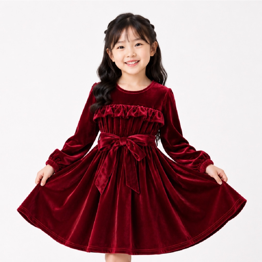 [Paket 2 Dress] MONARCH Scarlet Princess Dress + Dress Olive Satin Elegant Dress Anak Perempuan Gaun