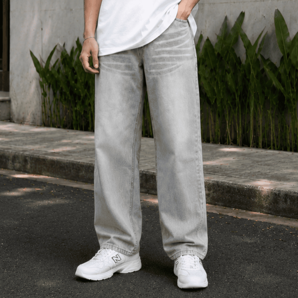 Celana Jeans Pria Baggy Loose Fit Celana Jeans Pria Washed Loose Pants Celana Baggy Jeans Pria