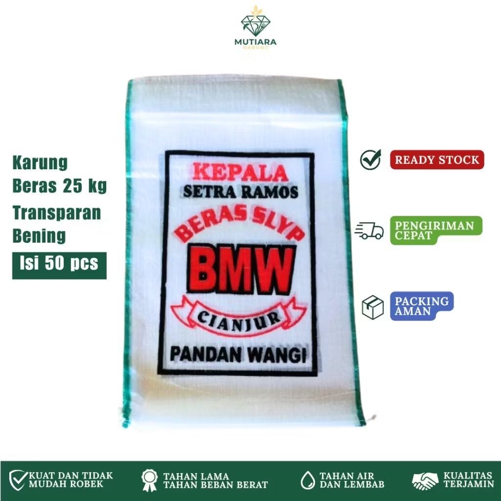 Karung Beras BMW PANDAN WANGI 25kg 50 PCS  | Karung Transparan Bmw Cianjuar
