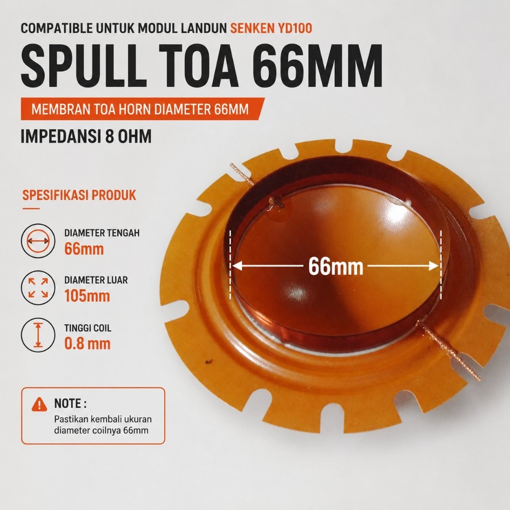 Spull Toa YD100 Membran Senken YD100i Diameter 66mm Original