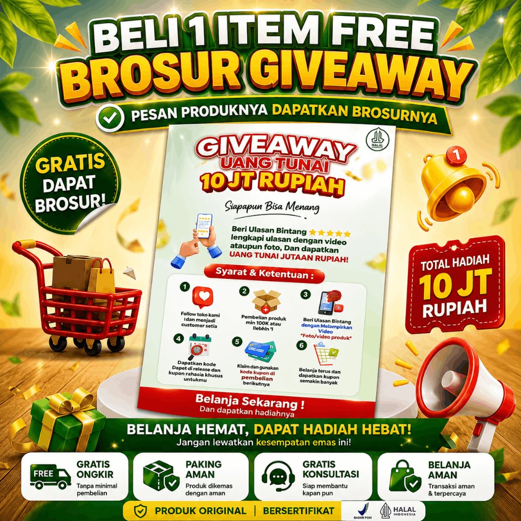 Free Brosur Give Away Undian Uang Tunai 10 Juta Setiap Pembelian Produk KurmaQu GMJ - Sagiaa Herbal