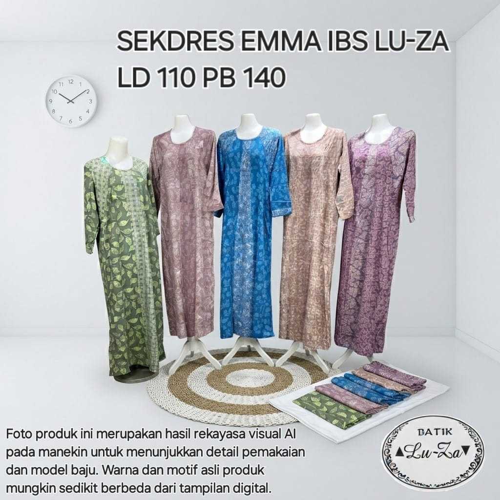 EMMA IBS  LUZA asli ori pekalongan gamis batik bahan daster adem pondok putri tangan panjang motif t