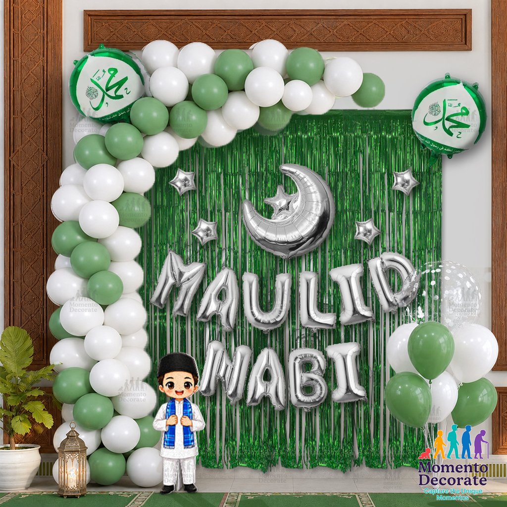 Momento Decorate - Dekorasi Milad Nabi / Kelahiran Nabi Muhammad / Balon dekor Milad / Miladun Nabi 