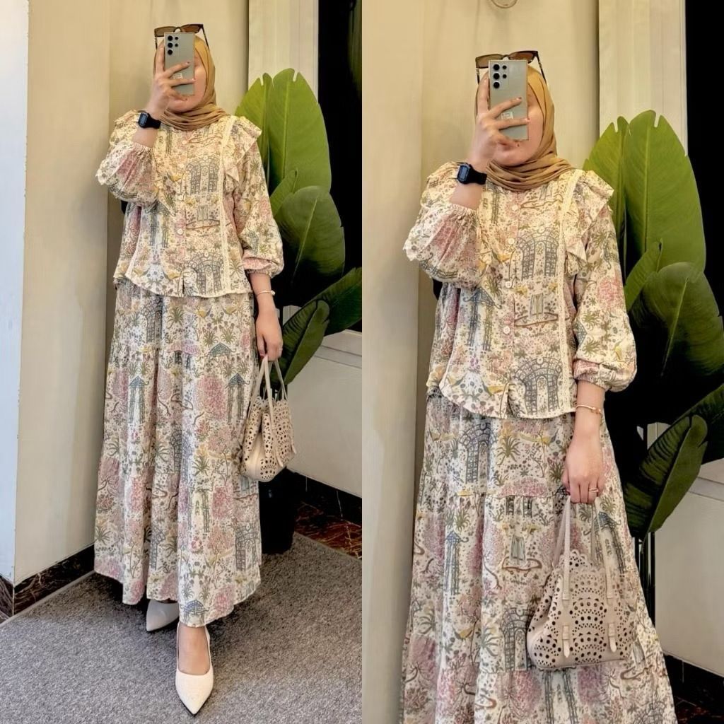ZAYNA SET RAYON ROK MIX RENDA BUSUI FRIENDLY // SETELAN ROK RAYON // ONE SET RENDA RAYON // SETELAN 