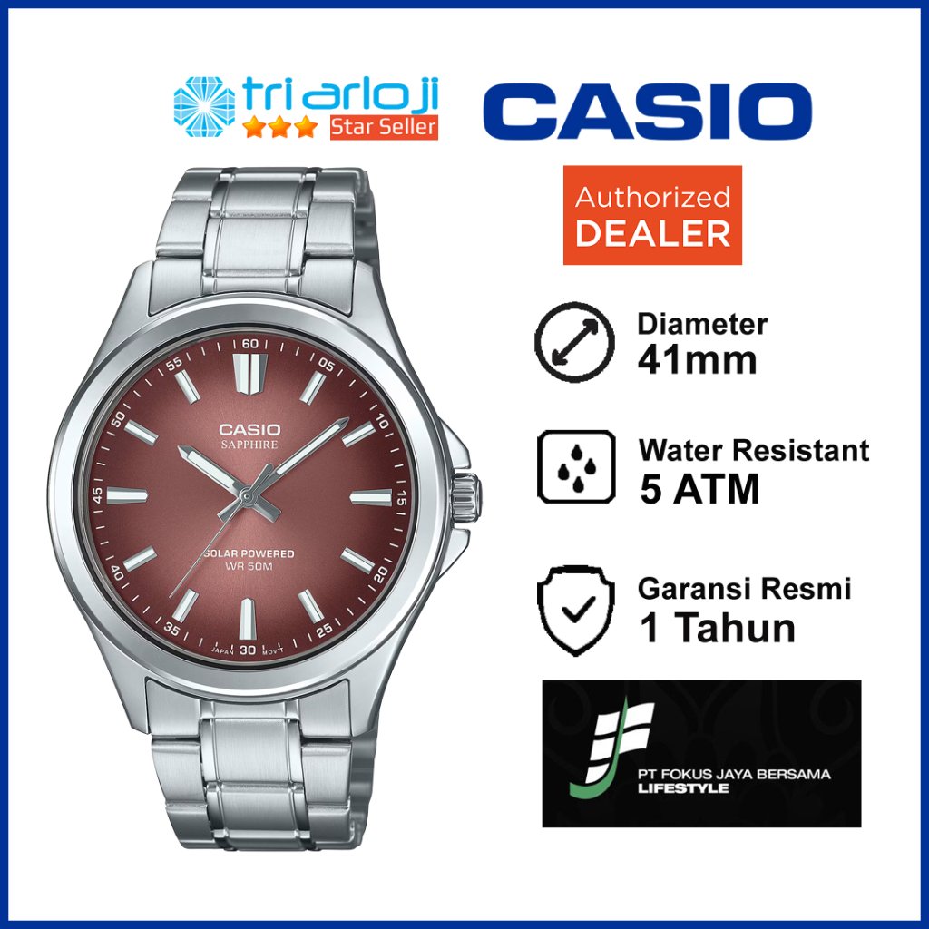 CASIO MTS-RS100D-5ADF Jam Tangan Pria Analog Solar Sapphire MTS-RS100D-5A MTSRS100D