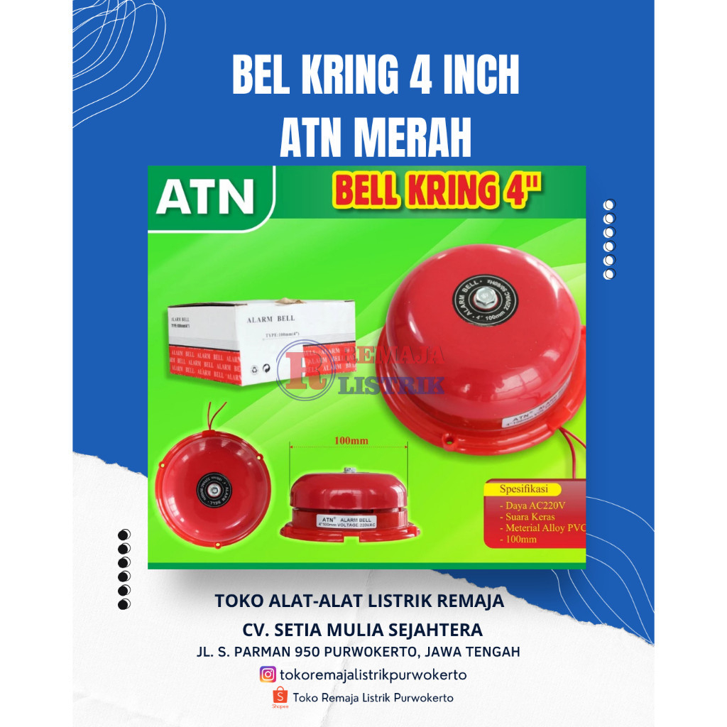 Bell Kring Alarm Merah 4 inch 100 mm ATN