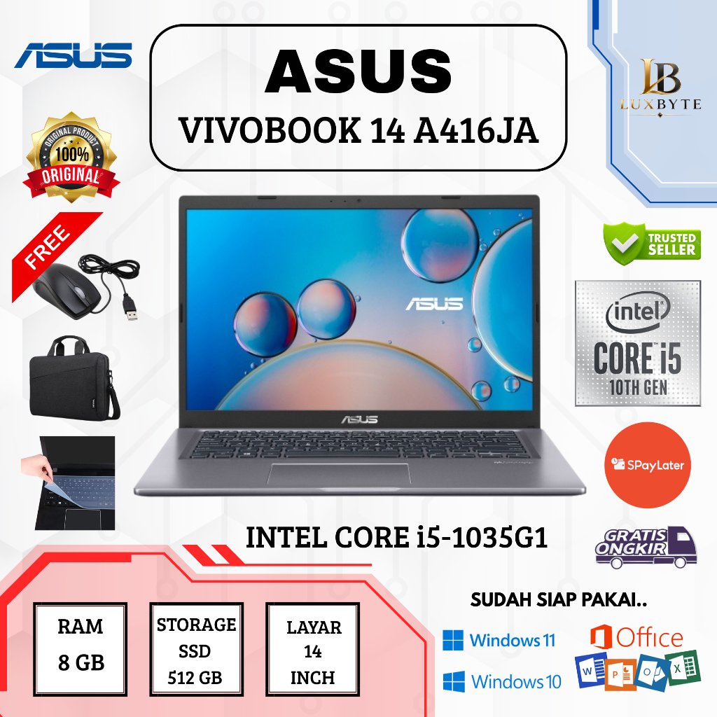 ASUS VIVOBOOK 14 A416JA | [ INTEL ] CORE i5-1035G1 | RAM 8GB | SSD 512GB | 14 INCH
