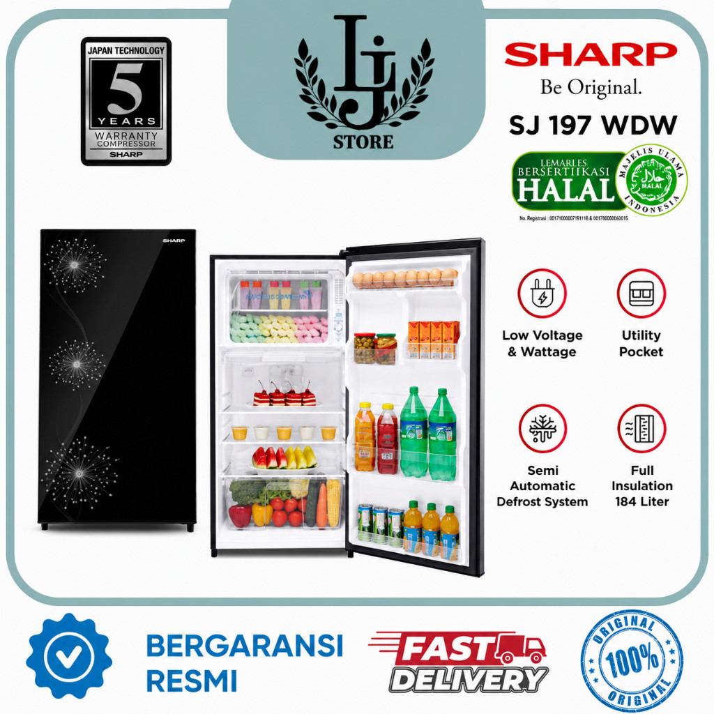 Kulkas Sharp 1 Pintu Double freezer SJ-X197W-DW/SJ-X197W-SB Kulkas 1 Pintu Sharp Double Freezer