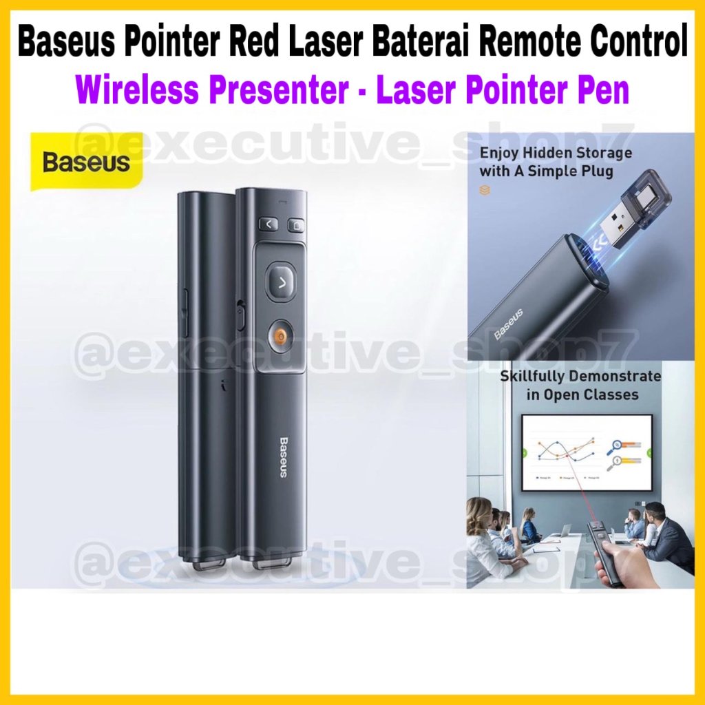 Baseus Pointer Red Laser Baterai Remote Control  - Wireless presenter - Laser Pointer Pen
