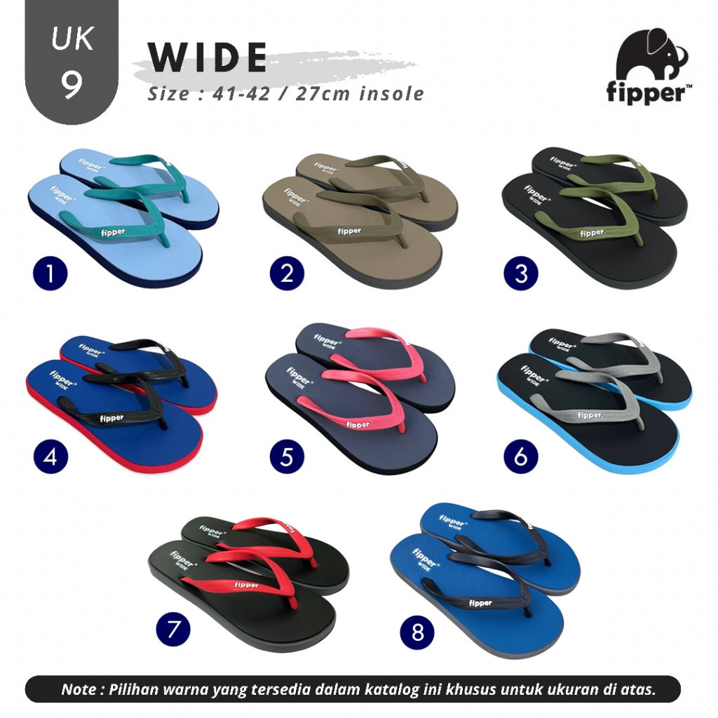Fipper Wide Sandal Jepit Pria UK 9 (Size 41-42)