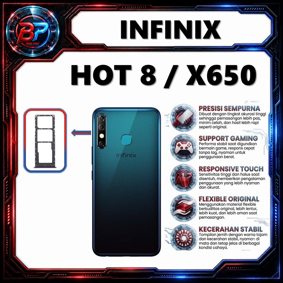 SIM SLOT / SIMLOCK / SIM HOLDER INFINIX HOT 8 / X650 ORIGINAL 100%