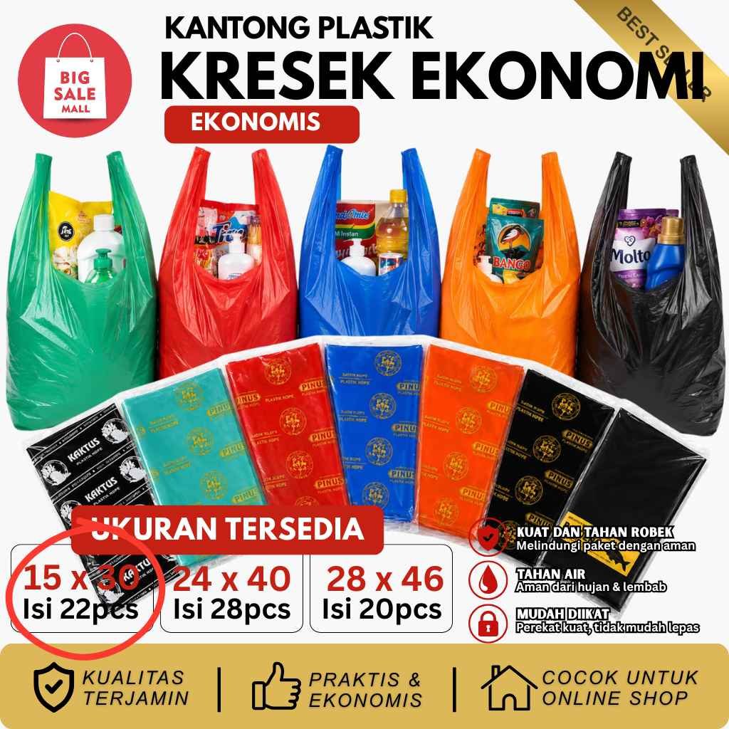 Kantong Kresek Ekonomi WARNA Uk15-24-28 PINUS / KAKTUS / BANDENG TIPIS Murah Anti Bocor Anti Sobek K