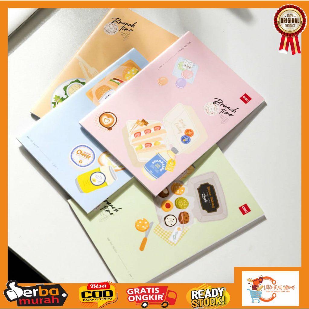 Little Mall DELI WRITING BOOK NOTEBOOK BUKU TULIS SEKOLAH A5/B5 DELI SUTURE NOTEBOOK A5 40 LEMBAR DI