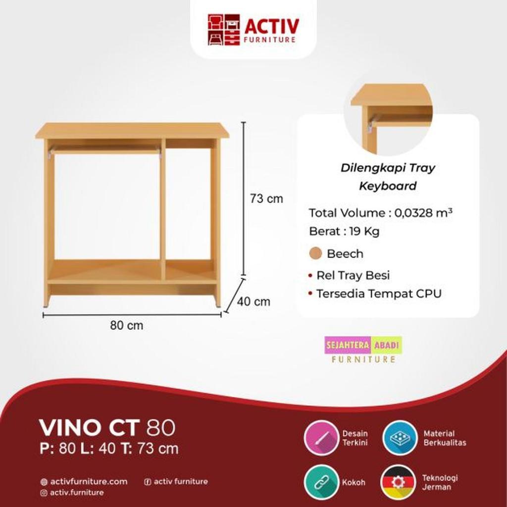 Meja Komputer Minimalis CT 80 Active Furniture Computer Desk Meja PC Meja Laptop Meja Belajar PC Tab