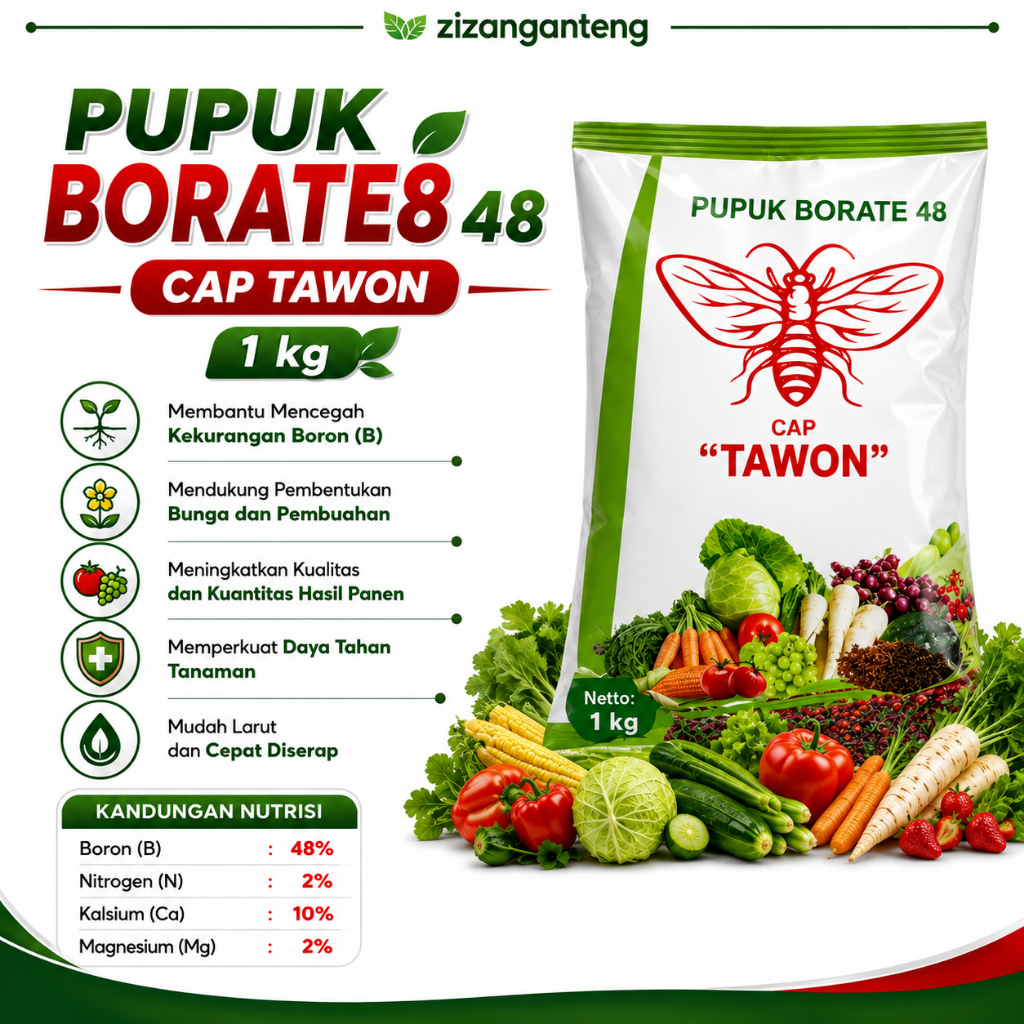 BISA COD Pupuk Borate 48 Cap Tawon 1 Kg – Pupuk Boron untuk Tanaman