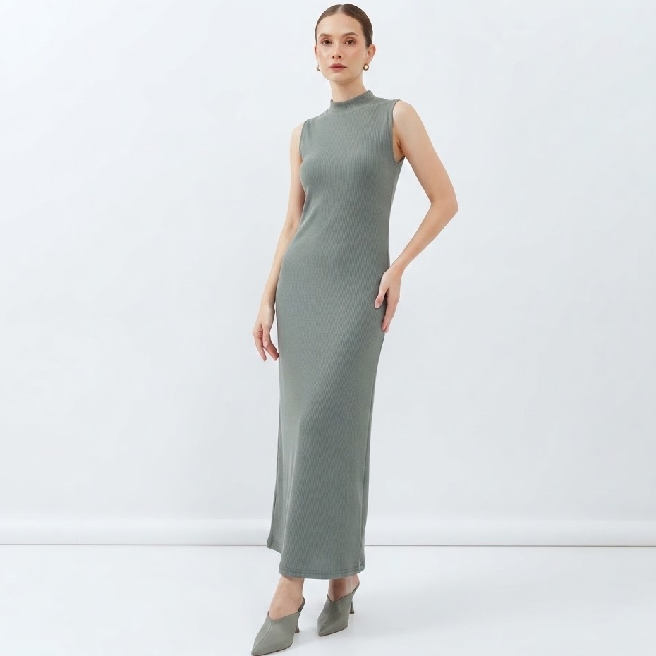 INNER KNIT SPAN PANJANG WANITA / INNER DRESS PANJANG / INNER DRESS HITAM