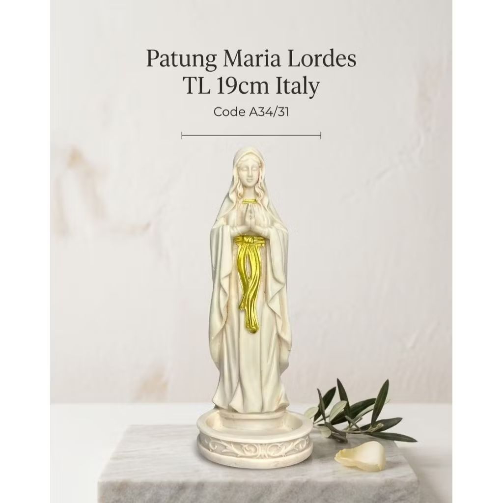 Patung Maria Lordes 19cm TL Italy A34/31 - Patung Maria Lordes - Patung Maria Putih - Patung Maria L
