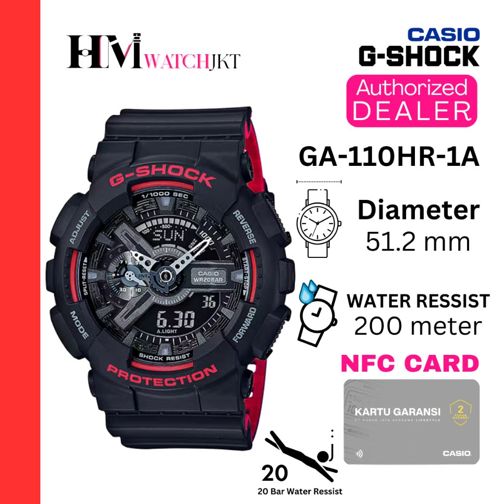 CASIO G-SHOCK GA-110HR-1ADR Jam Tangan Pria Original Analog-Digital Antiair GA-110HR-1A GA-110