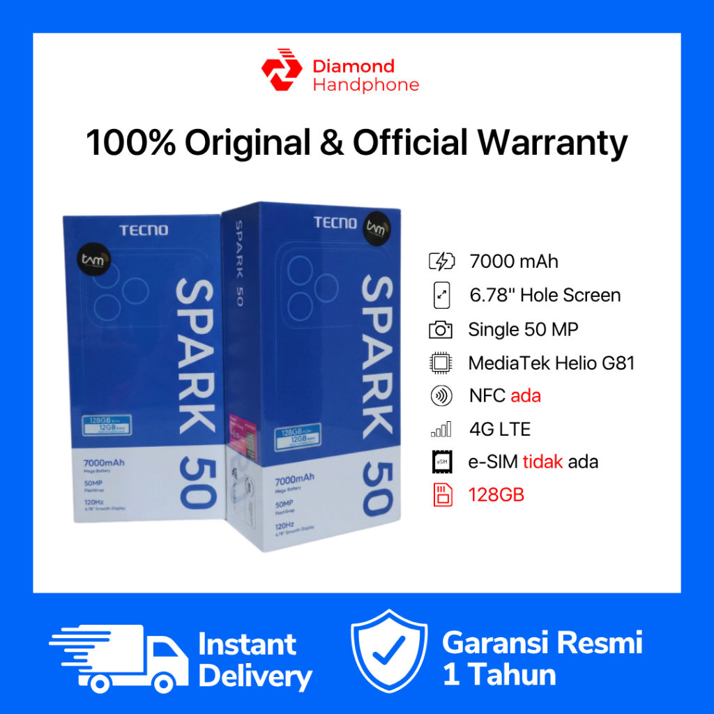 TECNO SPARK 50 4/128 6/128 8/128 4/128GB 6/128GB 8/128GB 4GB 6GB 8GB 128GB Garansi Resmi