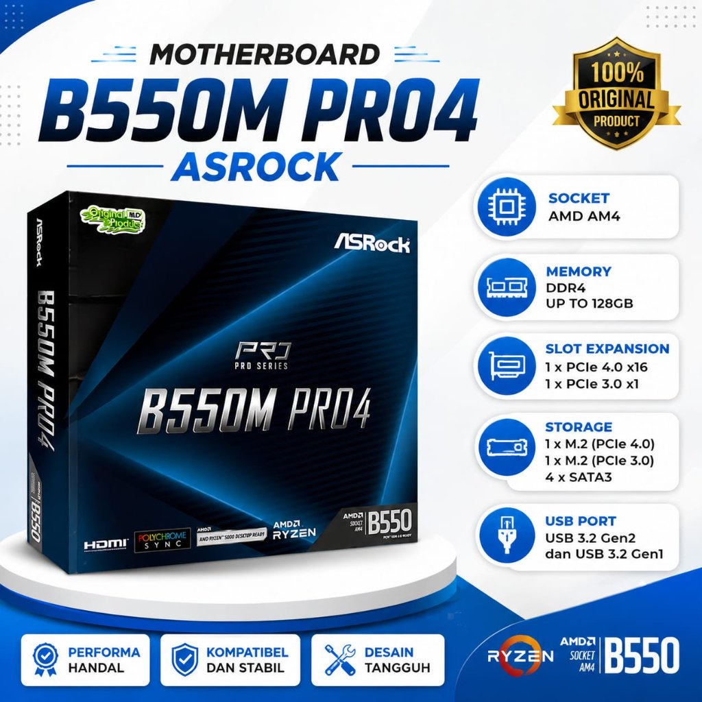 ASRock B550M Pro4 AM4 B550 DDR4 PRO 4