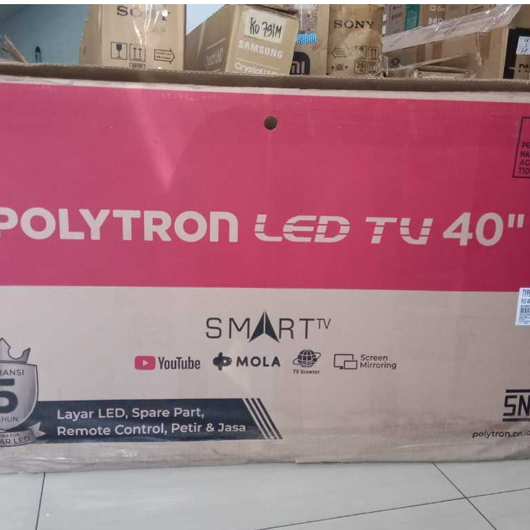 TV LED POLYTRON 40IN SMART TV FREE PACKING KAYU NO MINUS BISA YOUTUBE WIFI 368LZ