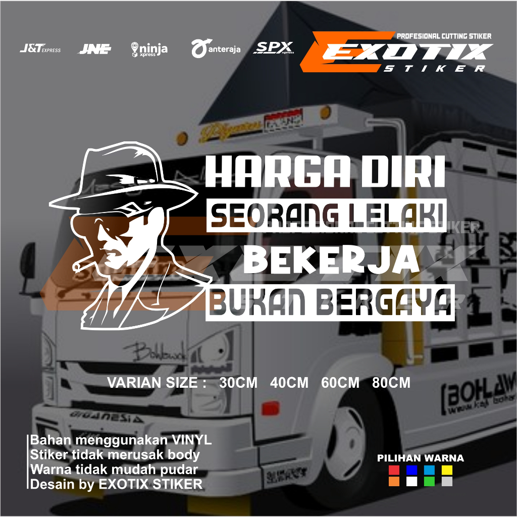 stiker kaca harga diri lelaki stiker kata kata kaca mobil truk pickup stiker bijak