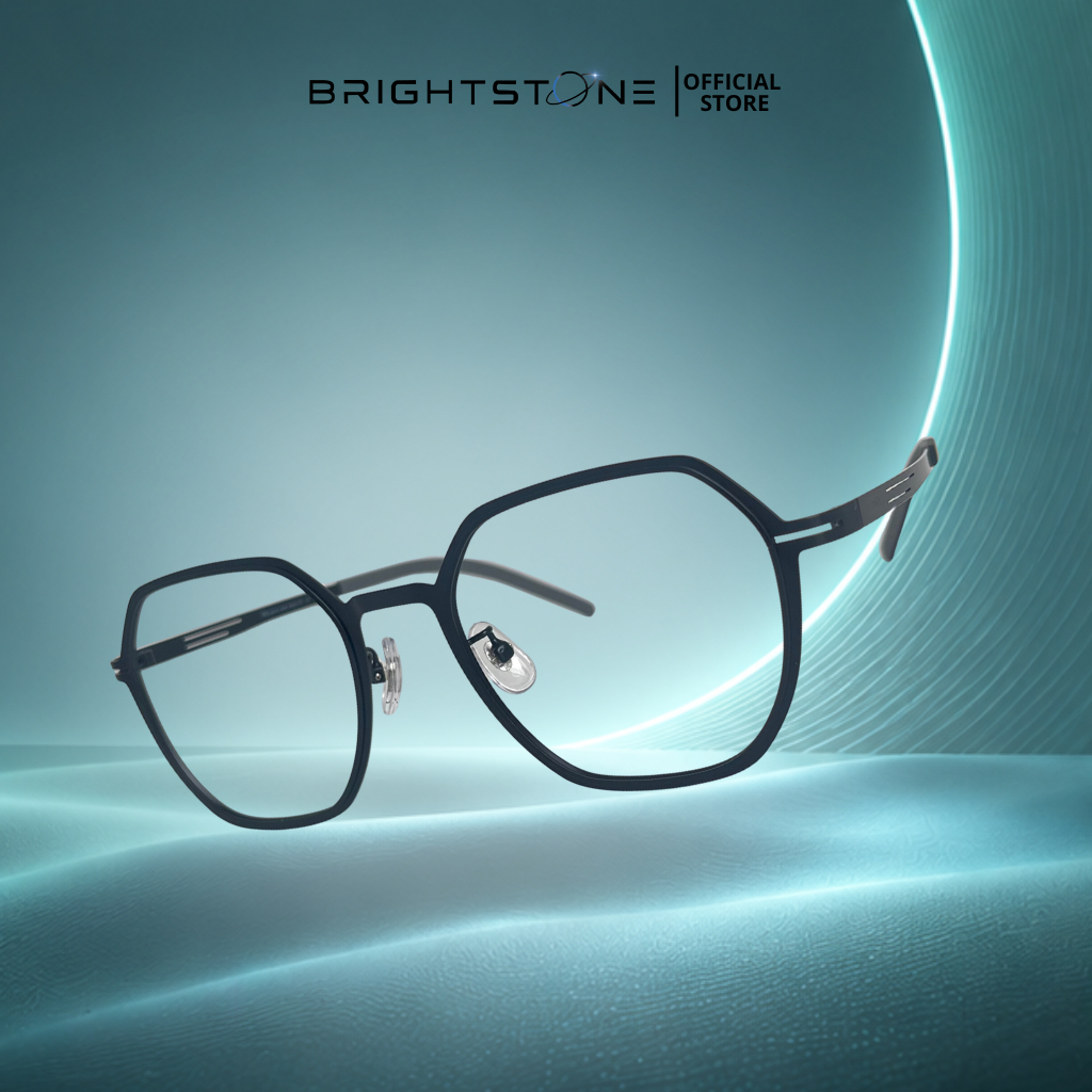 Brightstone Eyewear - Frame Kacamata Pria Geometri GNA Pure Black