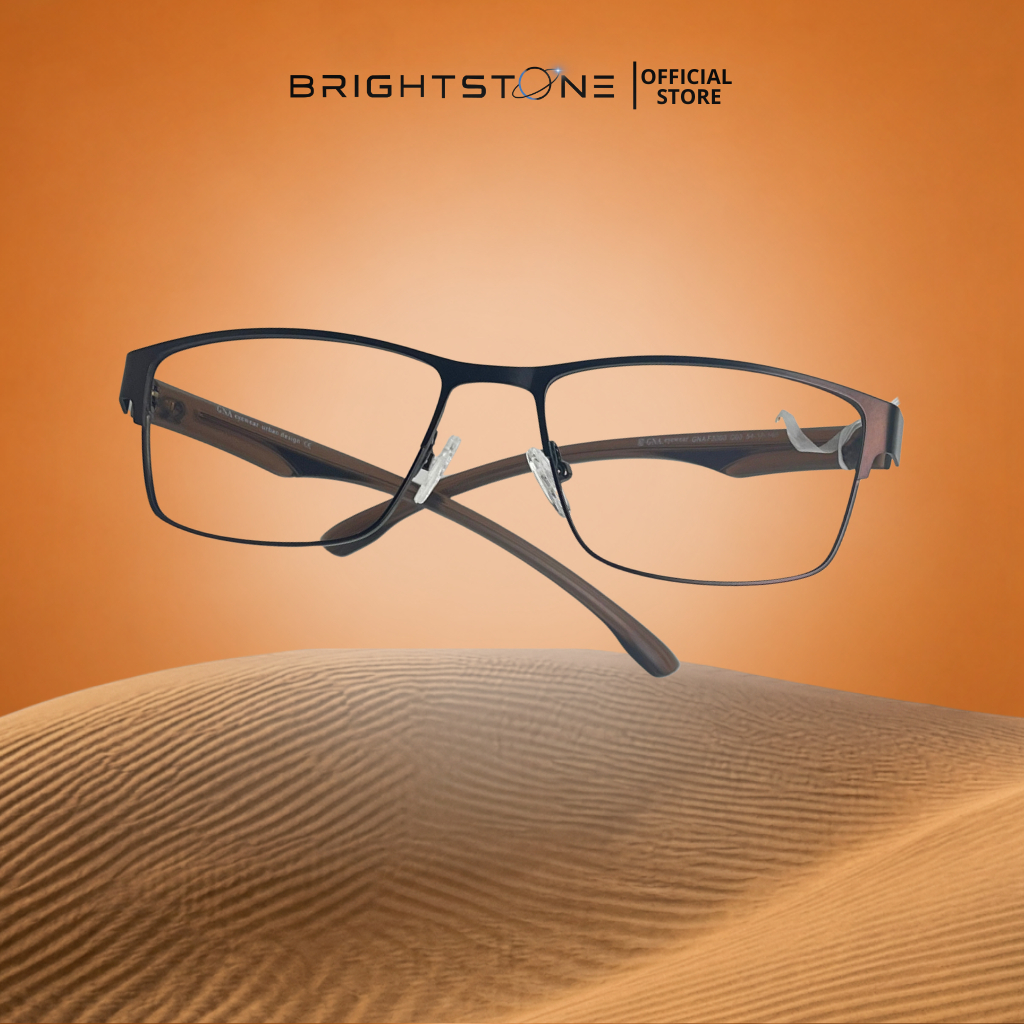 Brightstone Eyewear - Frame Kacamata Pria Browline Kotak GNA Rocky Brown