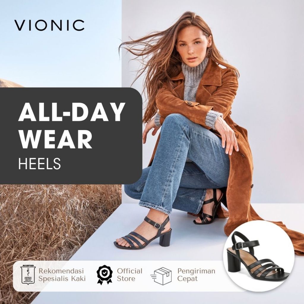Vionic Nora Black Heels Wanita