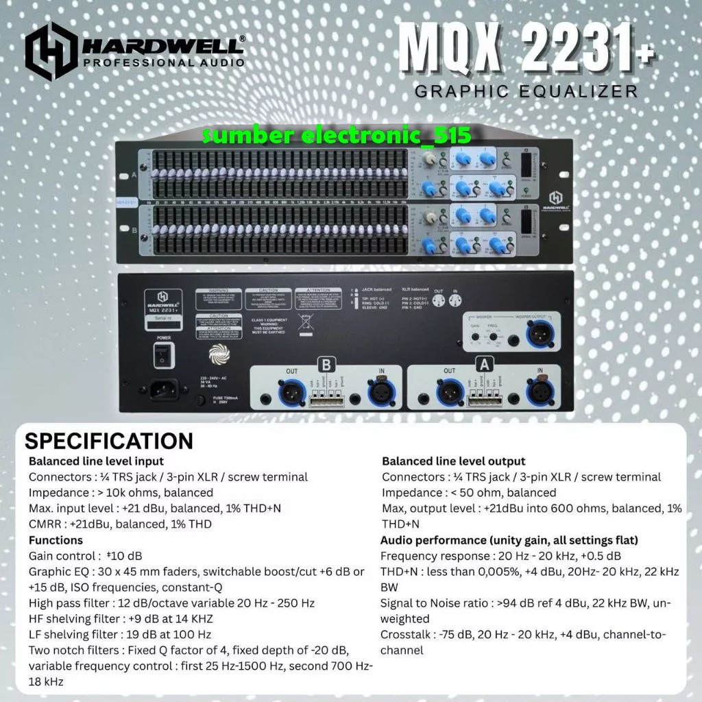 Equalizer Hardwell MQX 2231+/ MQX2231+ Original Equalizer With Output Subwoofer
