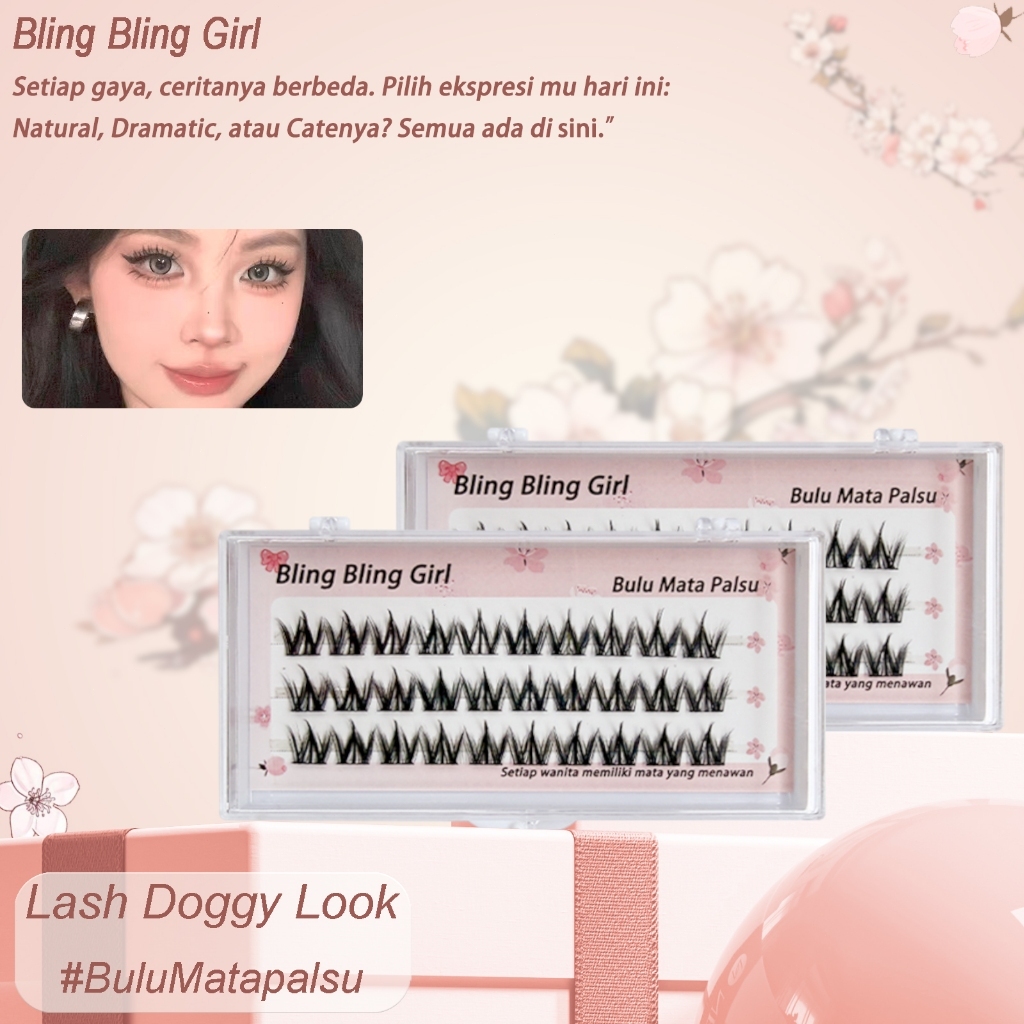 Bling Bling Girl Lash Doggy Look Bulu Mata Palsu Mata Doggy Lembut Natural Tampilan Polos Menarik